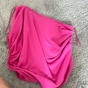 One shoulder pink tank!